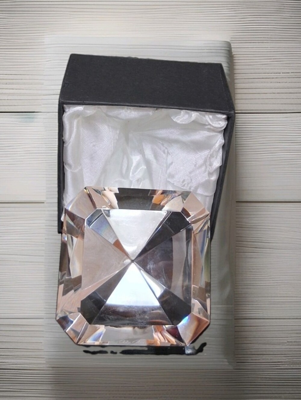 Oleg Cassini Elizabeth Emerald Cut Diamond Paperweight NIB